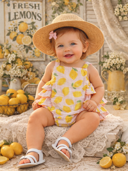 Muslin Ruffle Sunsuit | Lemon Sorbet