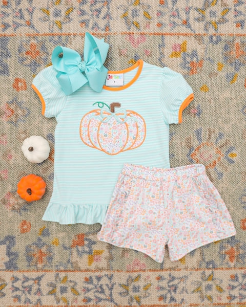 Pumpkin Patch Petals Appliqué Ruffle Short Set