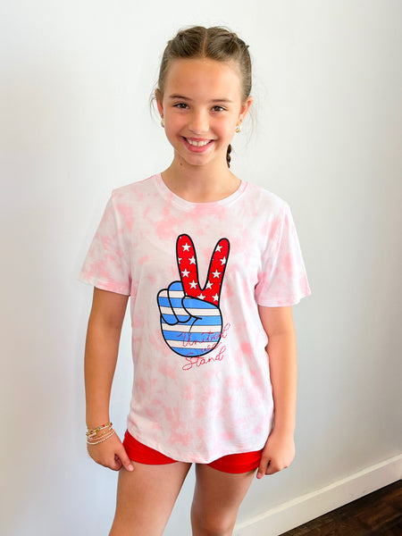 United We Stand Embroidery Tie Dye Graphic Tee