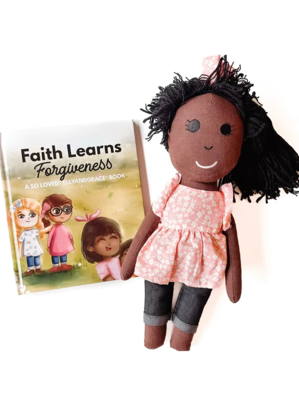 "Faith Learns Forgiveness" Book & Linen Doll Set
