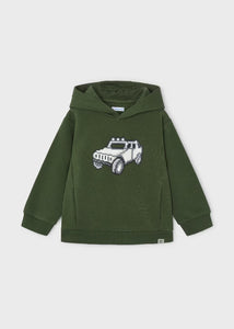 Hooded Sweatshirt with Rubber Print Graphic | Moss