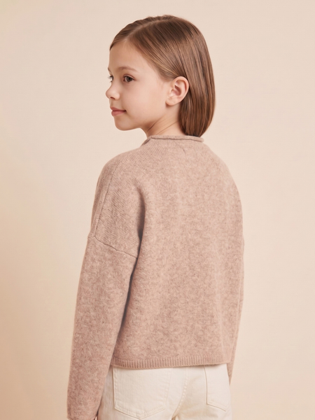 Taupe Rolled Neck Cardigan