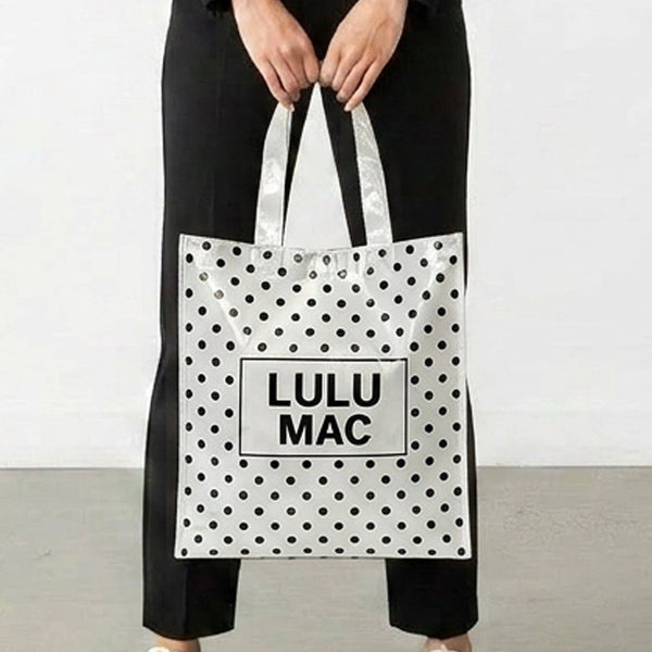 Lulu Mac Reusable Tote | White/Black Polka Dot
