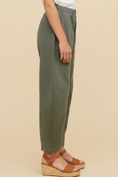Stretchy Barrel Leg Pants | Olive