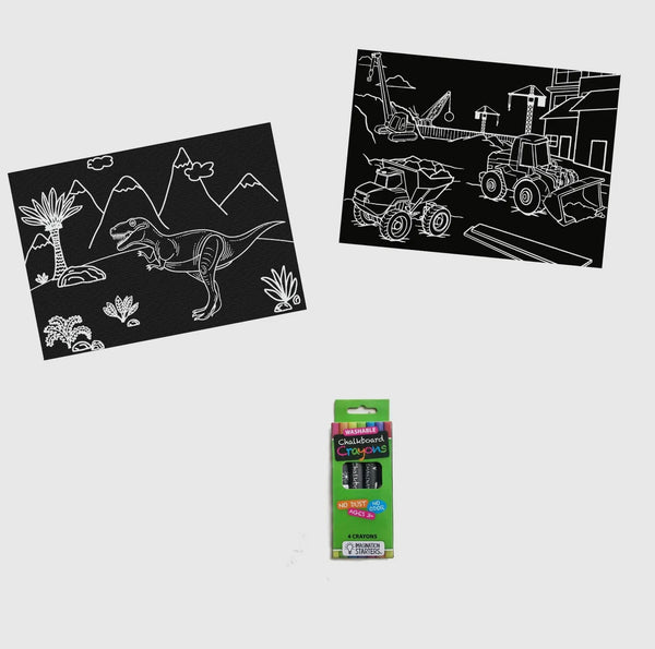 Reusable Coloring Mini Mat Kit | Dino & Truck