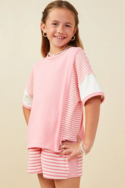 Colorblock Striped Top | Pink