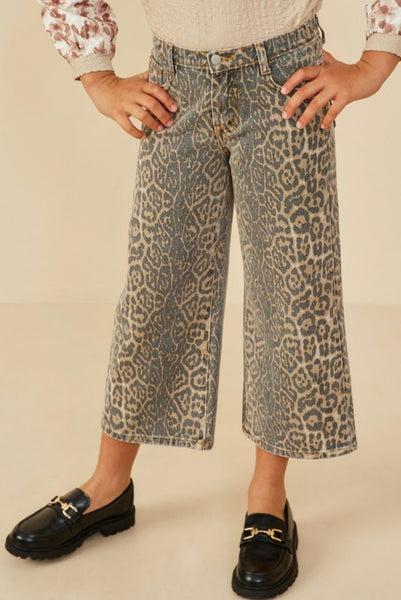 Washed Leopard Print Relaxed Fit Denim