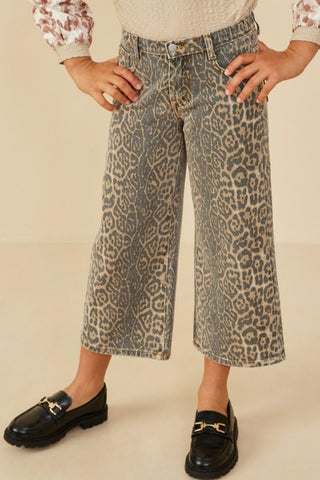 Washed Leopard Print Relaxed Fit Denim