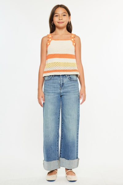 High Rise Crop Wide Leg Jeans | Medium Wash