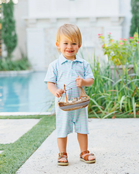 Michael Polo Romper | Seaside Stripe
