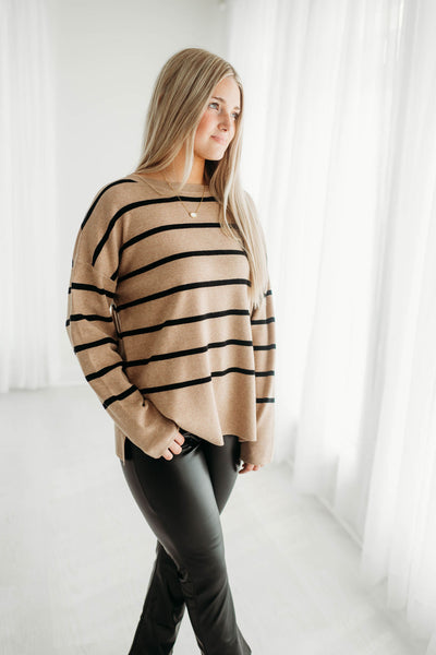Mocha/Black Striped Sweater