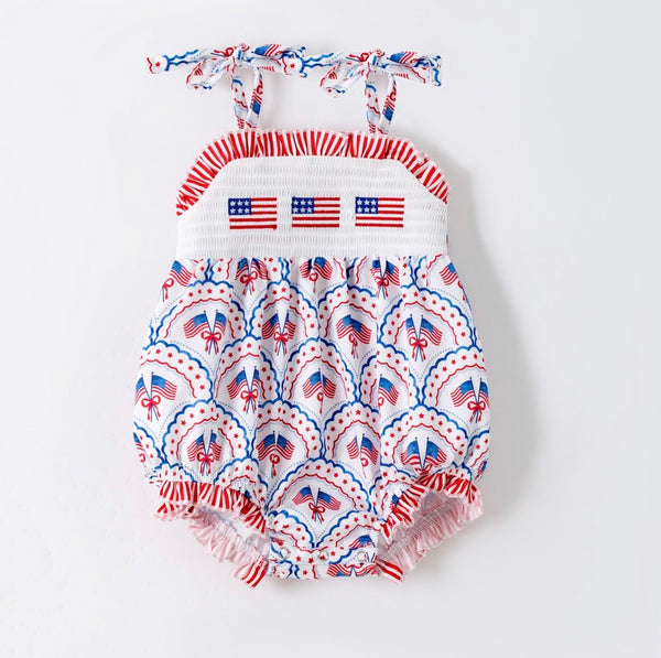 Star Spangled Smocked Baby Romper