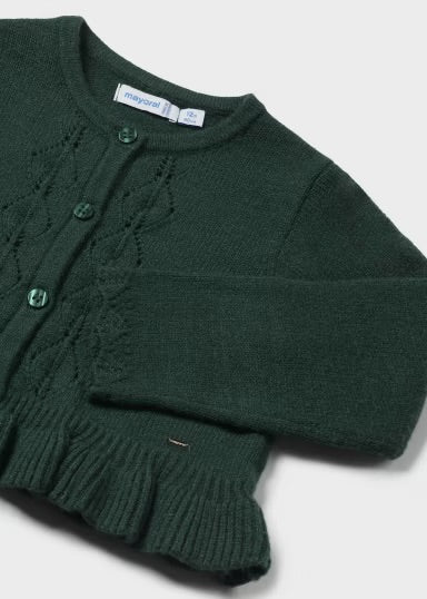 Ruffle Bottom Knit Cardigan | Green