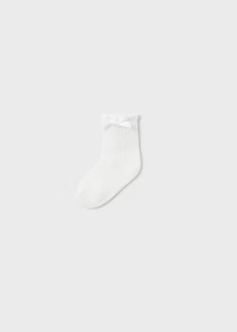 Openwork Sock w/ Bow | Cream