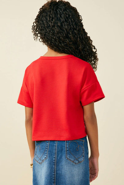 Gameday Sequin Football Patch Tee | Red