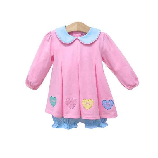 Candy Heart Pleat Bloomer Set