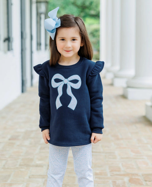 Blue Blooms Ruffle Sweatshirt Set