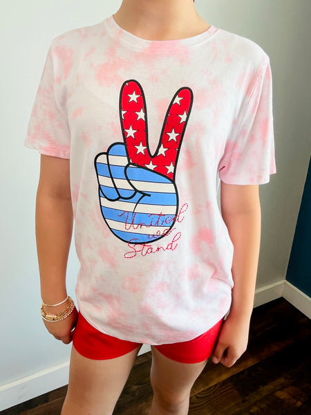 United We Stand Embroidery Tie Dye Graphic Tee