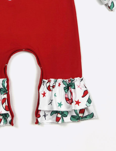 Candy Christmas Embroidered Romper