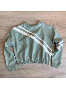 Color Block Applique Taping Sweatshirt | Desert Sage