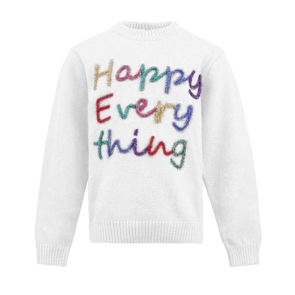 Happy Everything Tinsel Sweater | White