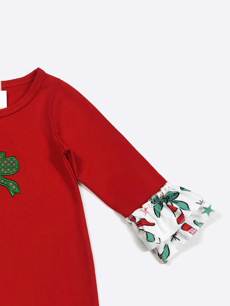 Candy Christmas Embroidered Romper