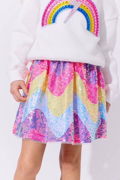 Rainbow Wave Sequin Skirt
