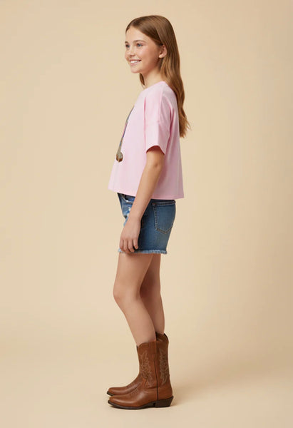 Sequined Cactus Boot Tee | Pink