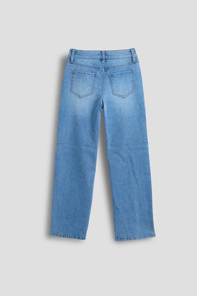 Izzy Rhinestone Straight Leg Jeans | Light Medium Wash