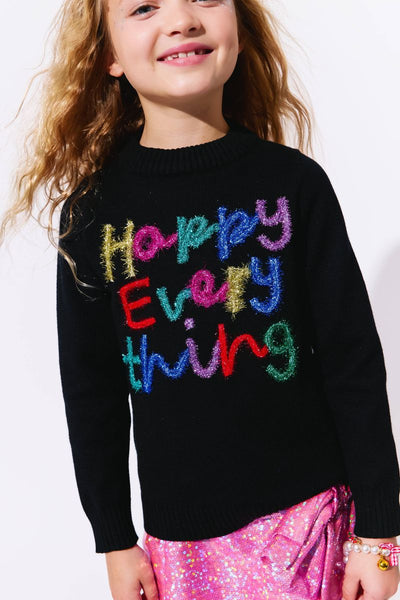 Happy Everything Tinsel Sweater | Black