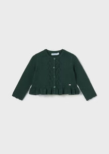 Ruffle Bottom Knit Cardigan | Green