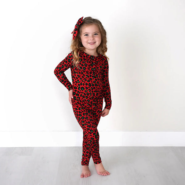 Chloe Cheetah Ruffle Two Piece Pajama Set