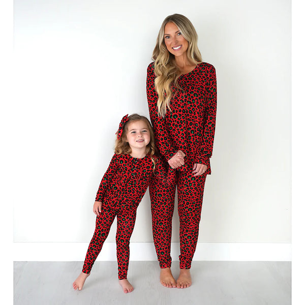 Chloe Cheetah Ruffle Two Piece Pajama Set