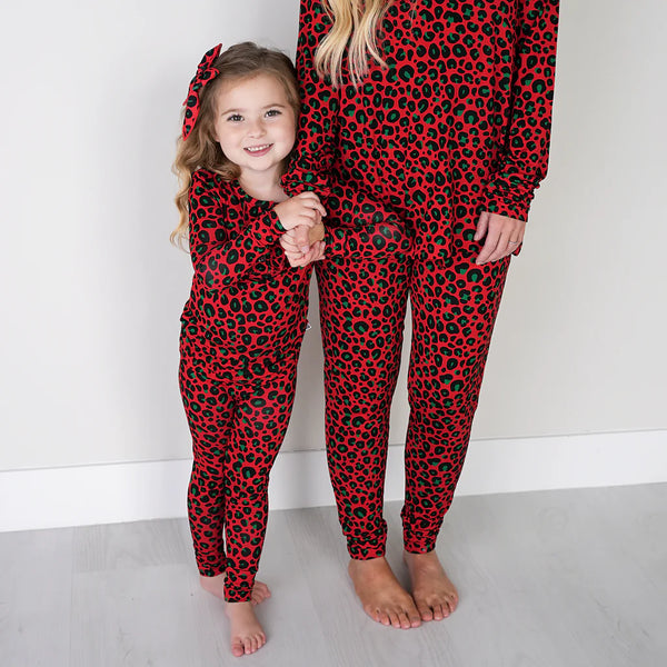 Chloe Cheetah Ruffle Two Piece Pajama Set