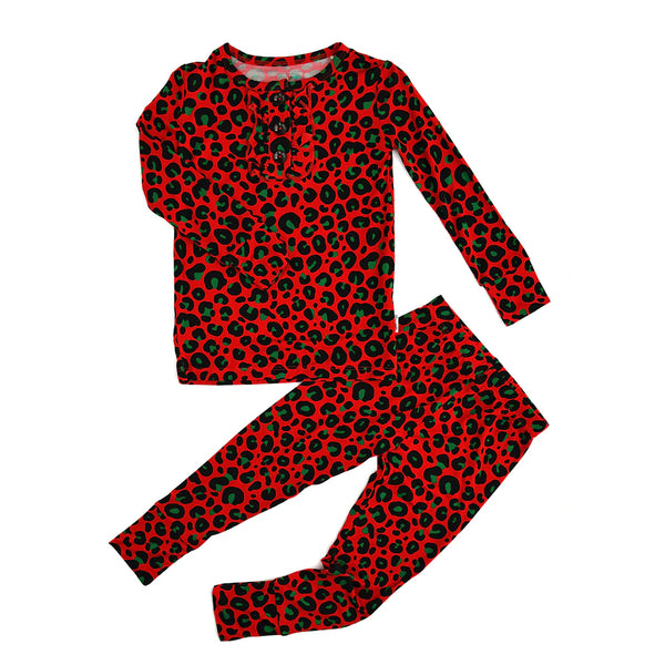 Chloe Cheetah Ruffle Two Piece Pajama Set