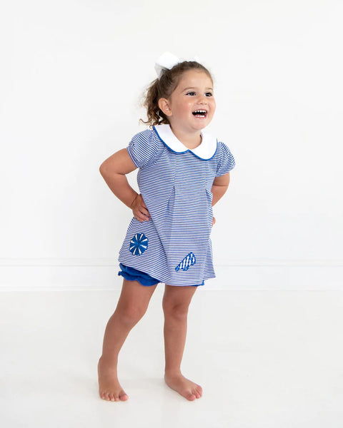 Game Day Pleated Bloomer Set | Royal Blue & White Stripe