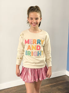 Merry & Bright Chenille Rhinestone Holiday Graphic Sweatshirt