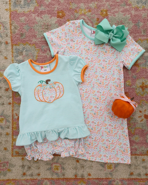 Pumpkin Patch Petals Appliqué Bloomer Set