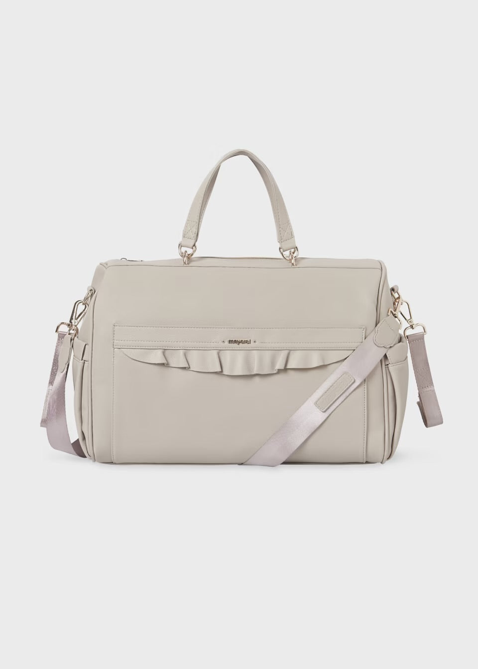 Ruffle Detailed Diaper/Overnight Bag | Taupe