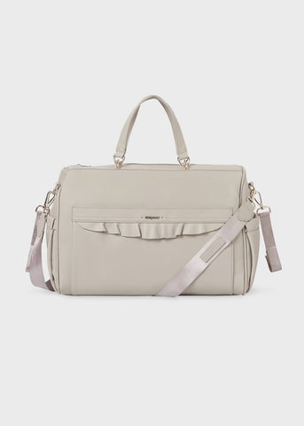 Ruffle Detailed Diaper/Overnight Bag | Taupe