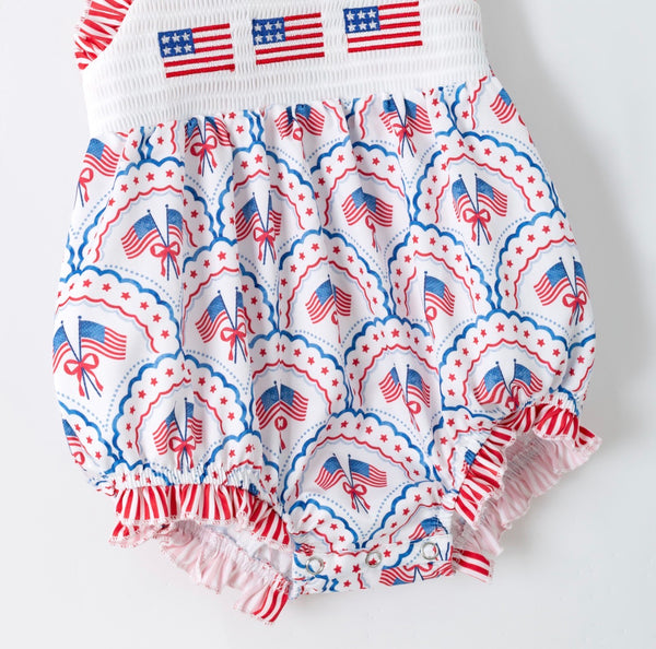 Star Spangled Smocked Baby Romper
