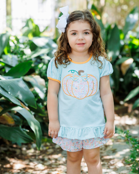 Pumpkin Patch Petals Appliqué Ruffle Short Set