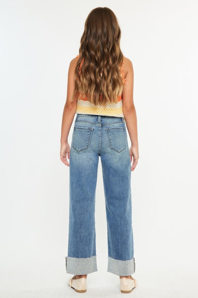 High Rise Crop Wide Leg Jeans | Medium Wash