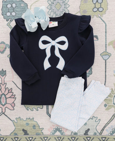 Blue Blooms Ruffle Sweatshirt Set