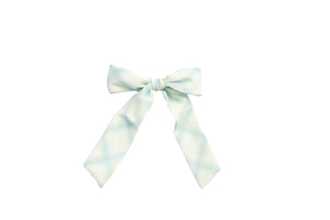 White Plaid Bow | Long Tail