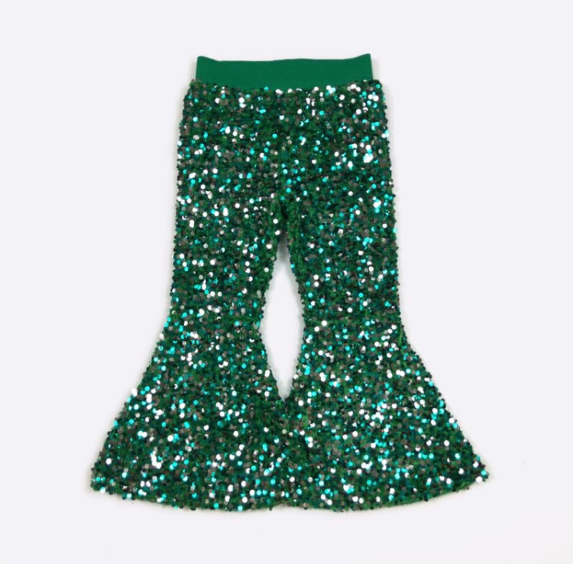 Emerald Sequin Flares