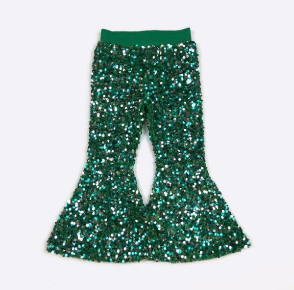 Emerald Sequin Flares