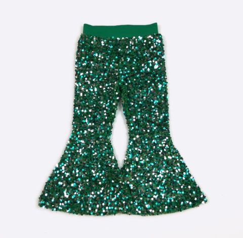 Emerald Sequin Flares