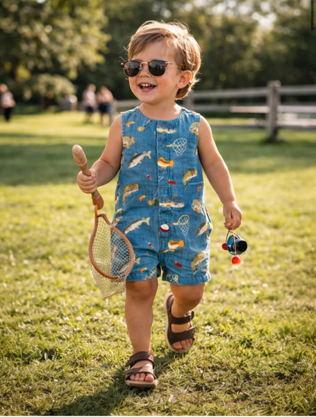 Muslin Shortie Romper | Gone Fishing