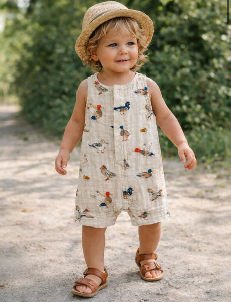 Muslin Shortie Romper | Ducks